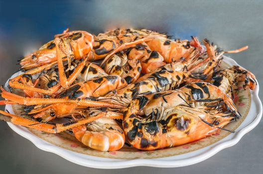 Shirmp grilled on plate ready to be serve