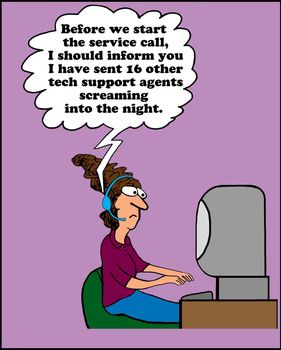 Call center woman with customer.