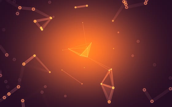 Abstract polygonal space low poly dark background with connecting dots and lines. Connection structure. 3d rendering