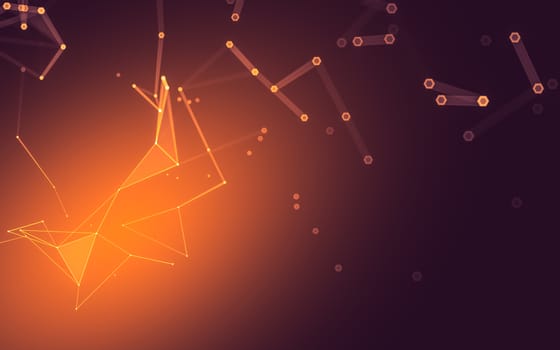 Abstract polygonal space low poly dark background with connecting dots and lines. Connection structure. 3d rendering