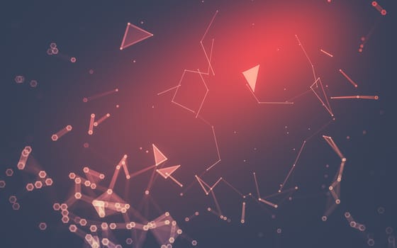 Abstract polygonal space low poly dark background with connecting dots and lines. Connection structure. 3d rendering