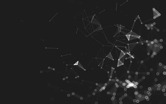 Abstract polygonal space low poly dark background with connecting dots and lines. Connection structure. 3d rendering