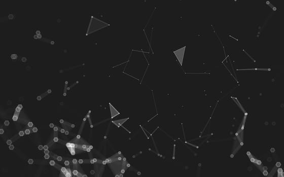 Abstract polygonal space low poly dark background with connecting dots and lines. Connection structure. 3d rendering