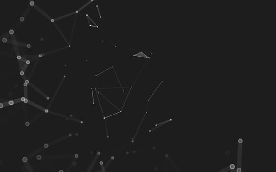 Abstract polygonal space low poly dark background with connecting dots and lines. Connection structure. 3d rendering