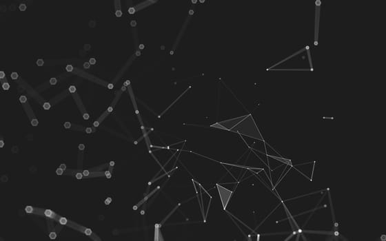 Abstract polygonal space low poly dark background with connecting dots and lines. Connection structure. 3d rendering