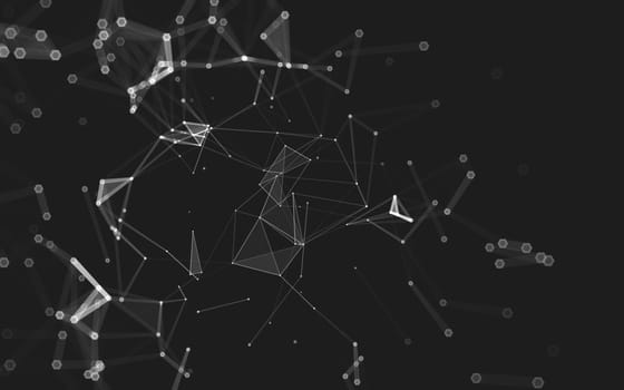 Abstract polygonal space low poly dark background with connecting dots and lines. Connection structure. 3d rendering