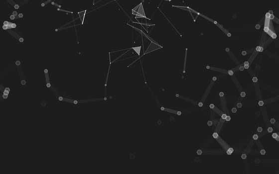 Abstract polygonal space low poly dark background with connecting dots and lines. Connection structure. 3d rendering