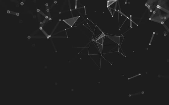 Abstract polygonal space low poly dark background with connecting dots and lines. Connection structure. 3d rendering