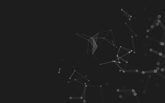 Abstract polygonal space low poly dark background with connecting dots and lines. Connection structure. 3d rendering