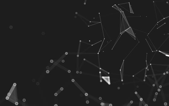 Abstract polygonal space low poly dark background with connecting dots and lines. Connection structure. 3d rendering