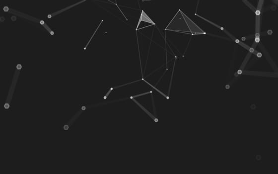 Abstract polygonal space low poly dark background with connecting dots and lines. Connection structure. 3d rendering