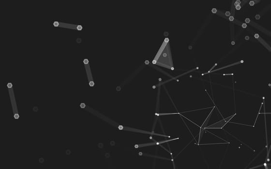 Abstract polygonal space low poly dark background with connecting dots and lines. Connection structure. 3d rendering