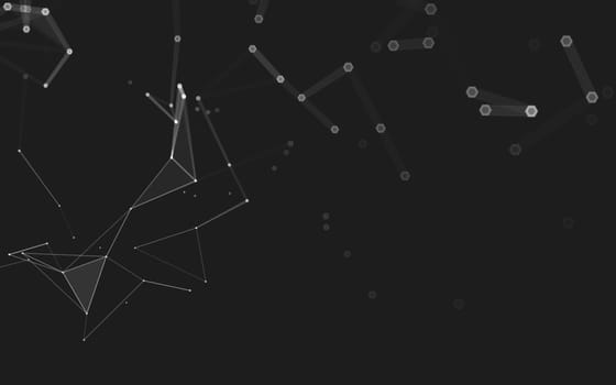 Abstract polygonal space low poly dark background with connecting dots and lines. Connection structure. 3d rendering