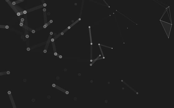 Abstract polygonal space low poly dark background with connecting dots and lines. Connection structure. 3d rendering