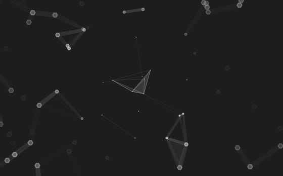 Abstract polygonal space low poly dark background with connecting dots and lines. Connection structure. 3d rendering