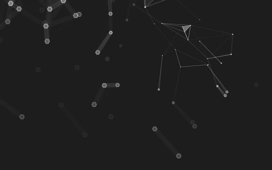 Abstract polygonal space low poly dark background with connecting dots and lines. Connection structure. 3d rendering