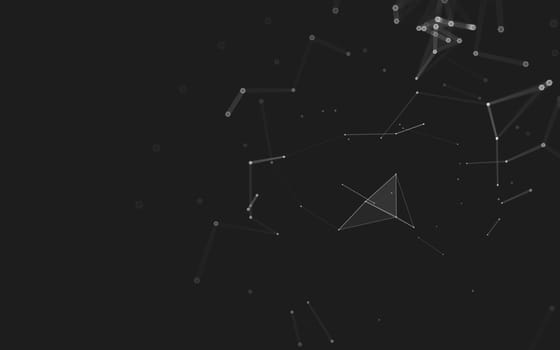 Abstract polygonal space low poly dark background with connecting dots and lines. Connection structure. 3d rendering