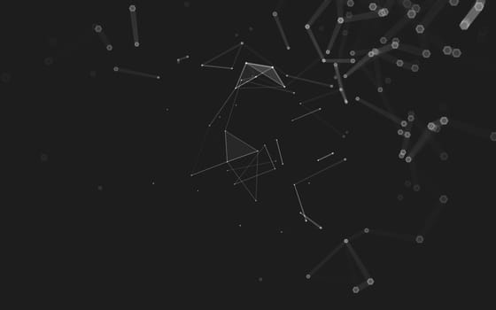 Abstract polygonal space low poly dark background with connecting dots and lines. Connection structure. 3d rendering