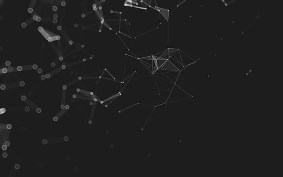 Abstract polygonal space low poly dark background with connecting dots and lines. Connection structure. 3d rendering