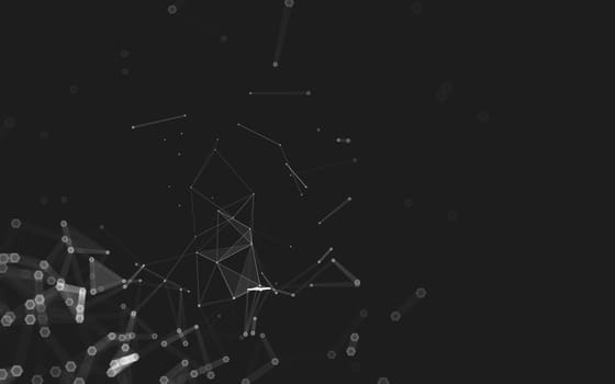 Abstract polygonal space low poly dark background with connecting dots and lines. Connection structure. 3d rendering