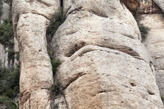 Montserrat mountains carved by angels, near abbey Santa Maria de Montserrat , Spain