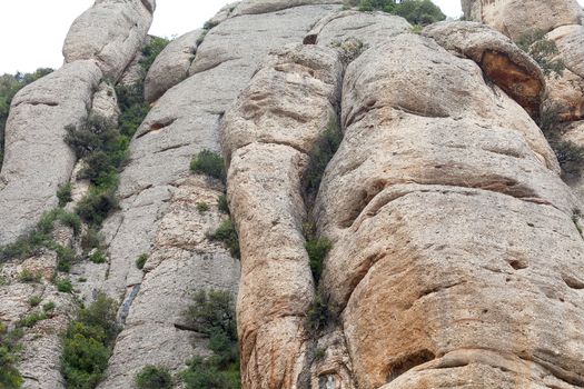 Montserrat mountains carved by angels, near abbey Santa Maria de Montserrat , Spain