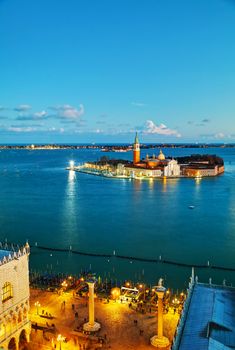 Basilica Di San Giogio Maggiore in Venice at sunset