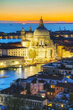 Basilica Di Santa Maria della Salute in Venice at sunset