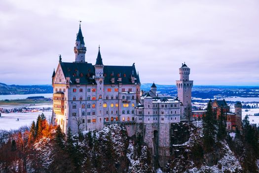 Neuschwanstein castle in Bavaria, Germany at winter time