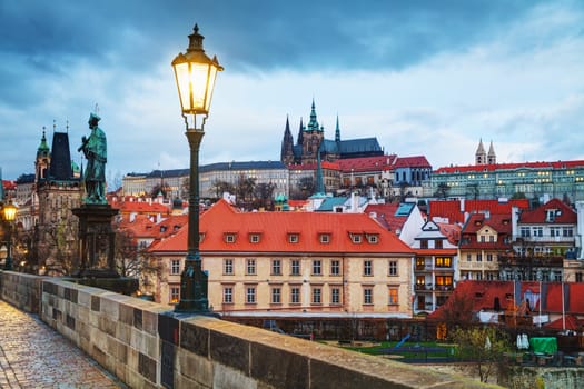 Overview of old Prague, Czech Republic in the morning