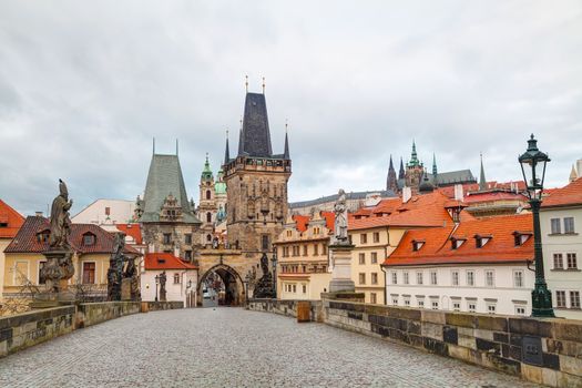 Charles bridge in Prague, Czech Republic at sunrise