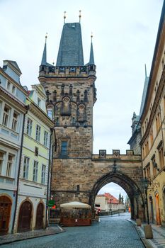 Charles bridge in Prague, Czech Republic at sunrise