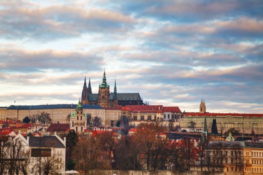 Overview of Prague, Czech Republic in the morning