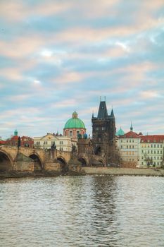 Charles bridge in Prague, Czech Republic at sunrise