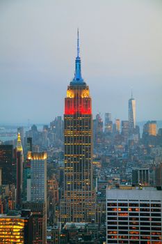 New York City aerial overview at the night time