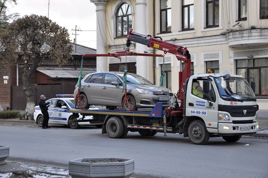 Loading of the car on the autowrecker for the wrong parking