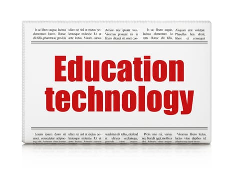 Studying concept: newspaper headline Education Technology on White background, 3D rendering