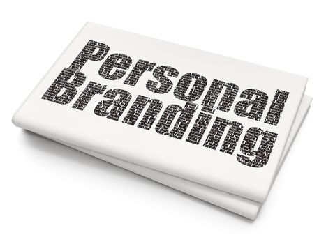 Advertising concept: Pixelated black text Personal Branding on Blank Newspaper background, 3D rendering