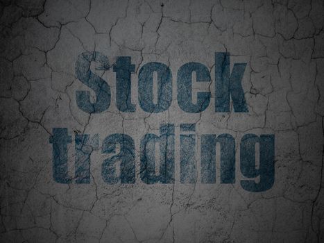 Finance concept: Blue Stock Trading on grunge textured concrete wall background