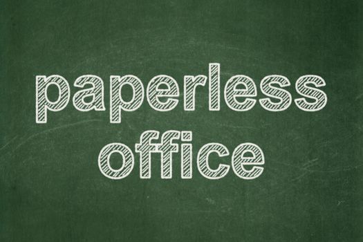 Finance concept: text Paperless Office on Green chalkboard background