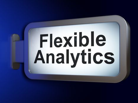 Finance concept: Flexible Analytics on advertising billboard background, 3D rendering