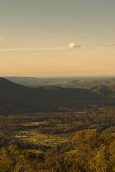 View from Mount Nebo during the afternoon near Brisbane, Queensland.