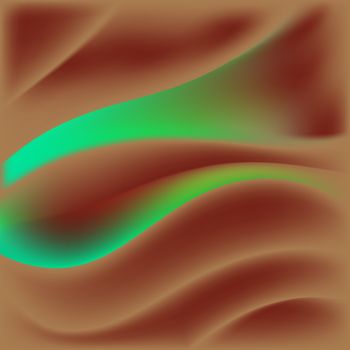 Abstract brown green 3d background, futuristic wavy illustration .