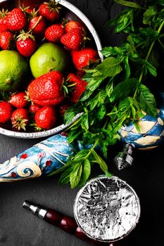 Arab hookah with flavor with strawberry,lime and mint
