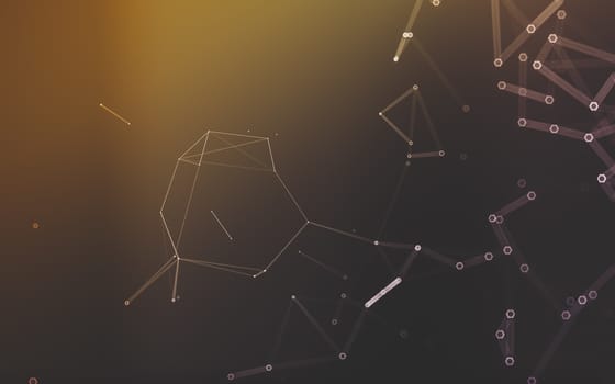 Abstract polygonal space low poly dark background with connecting dots and lines. Connection structure. 3d rendering