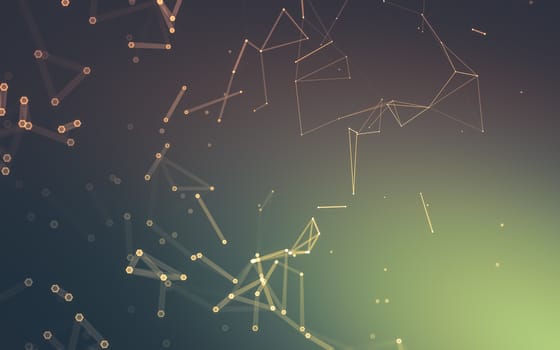 Abstract polygonal space low poly dark background with connecting dots and lines. Connection structure. 3d rendering