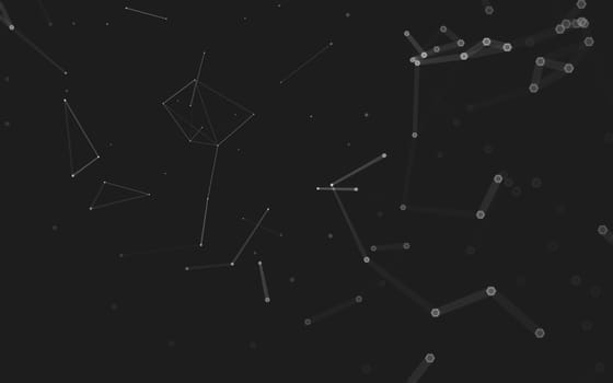 Abstract polygonal space low poly dark background with connecting dots and lines. Connection structure. 3d rendering