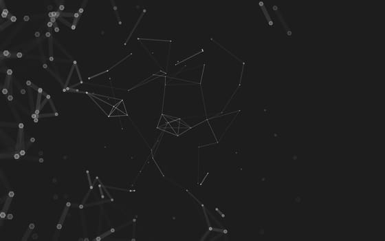 Abstract polygonal space low poly dark background with connecting dots and lines. Connection structure. 3d rendering