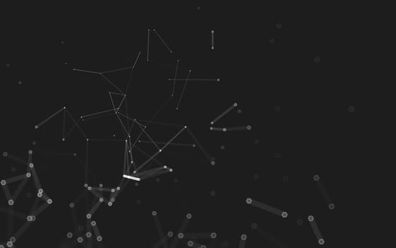 Abstract polygonal space low poly dark background with connecting dots and lines. Connection structure. 3d rendering