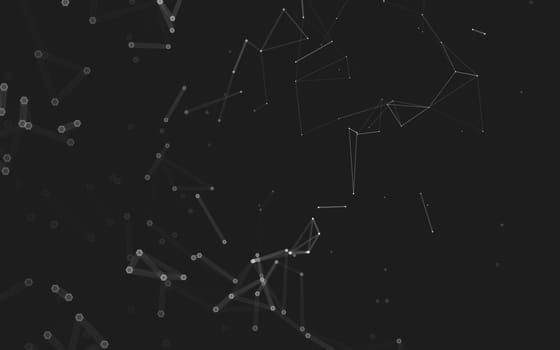 Abstract polygonal space low poly dark background with connecting dots and lines. Connection structure. 3d rendering